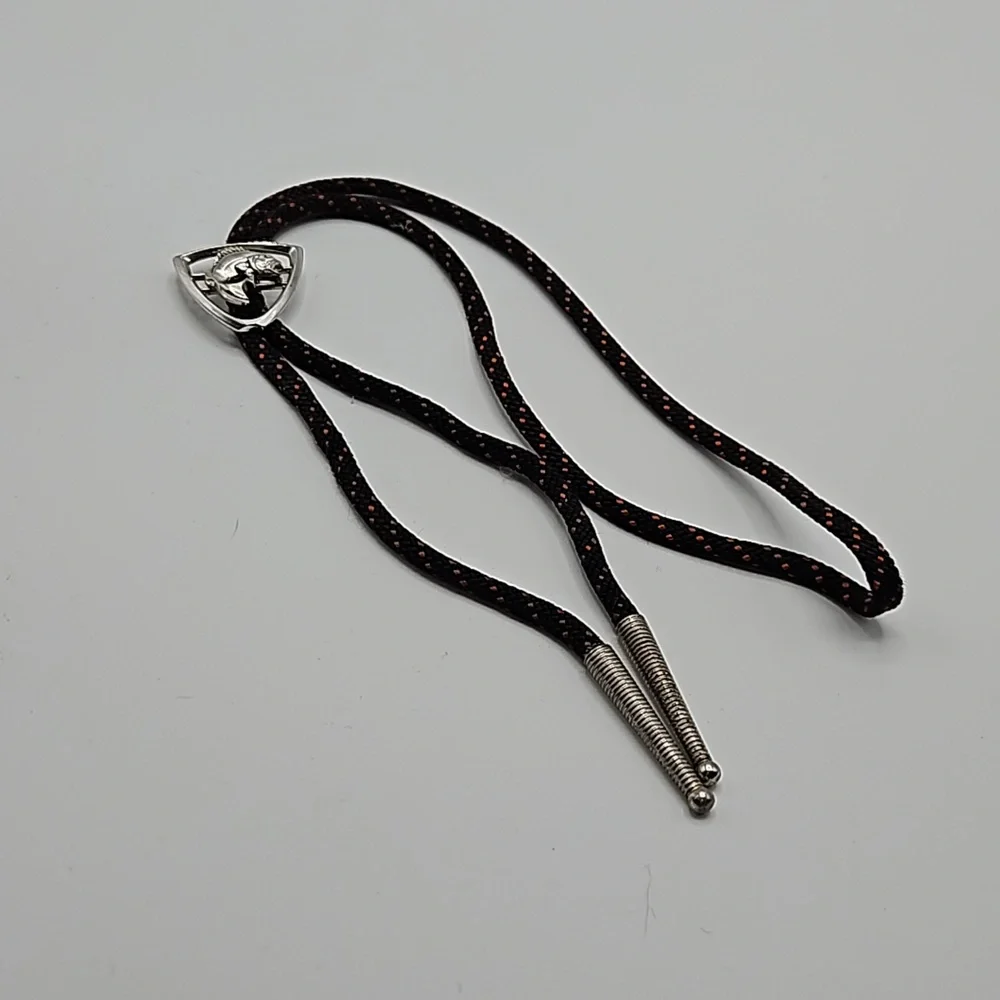 Vintage Hickok USA silver toned large mouth bass bolo tie